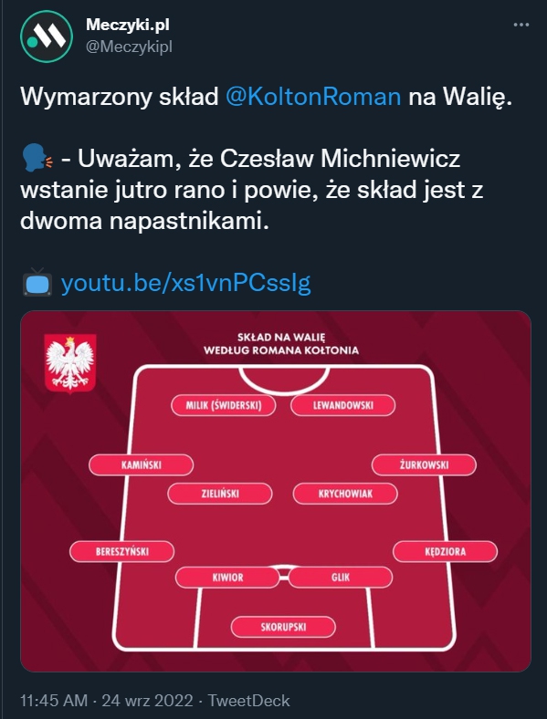 WYMARZONY skład Romana Kołtonia na jutrzejszy mecz z Walią!